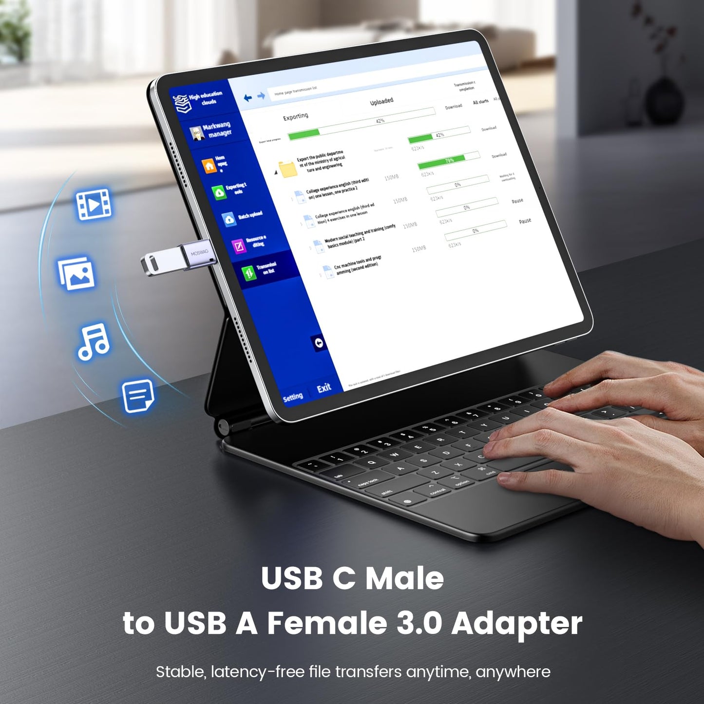 MOSWAG 2 Pack USB C to USB Female Adapter, USB 3.0 to Thunderbolt 3 OTG Adapter Compatible with iPhone 16 15 Max,MacBook Pro Air,Mac,iPad,Microsoft…