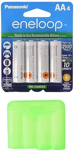 Eneloop QS-RXXW-NU9Y Version 4th Generation AA NiMH Pre-Charged 2100 Times Rechargeable Battery with Holder Pack of 4