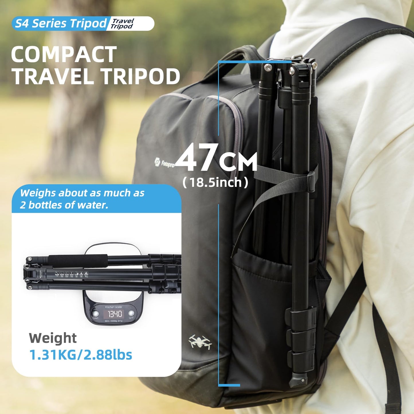 Fotopro 78" Camera Tripod, Aluminum Compact Travel Tripod and Monopod with 360° Ball Head Quick Release Plate, Professional Camera Tripod for DSLR