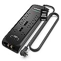 Monster Power Surge Protector w/ 4050 Joule Rating - Heavy Duty 6 FT Surge Protector Power Strip w/ 10 Outlets, 2 USB, 2 Coax, 2 Ethernet Ports