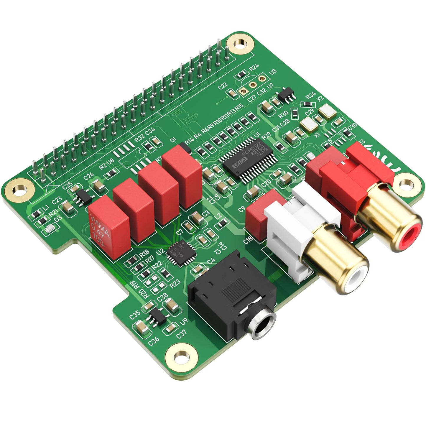 InnoMaker HiFi DAC HAT for Raspberry Pi 5/4/3B+/Zero | PCM5122 384kHz/32bit DAC Audio Card Expansion Board | Dual Oscillators & DOP | RCA/3.5mm