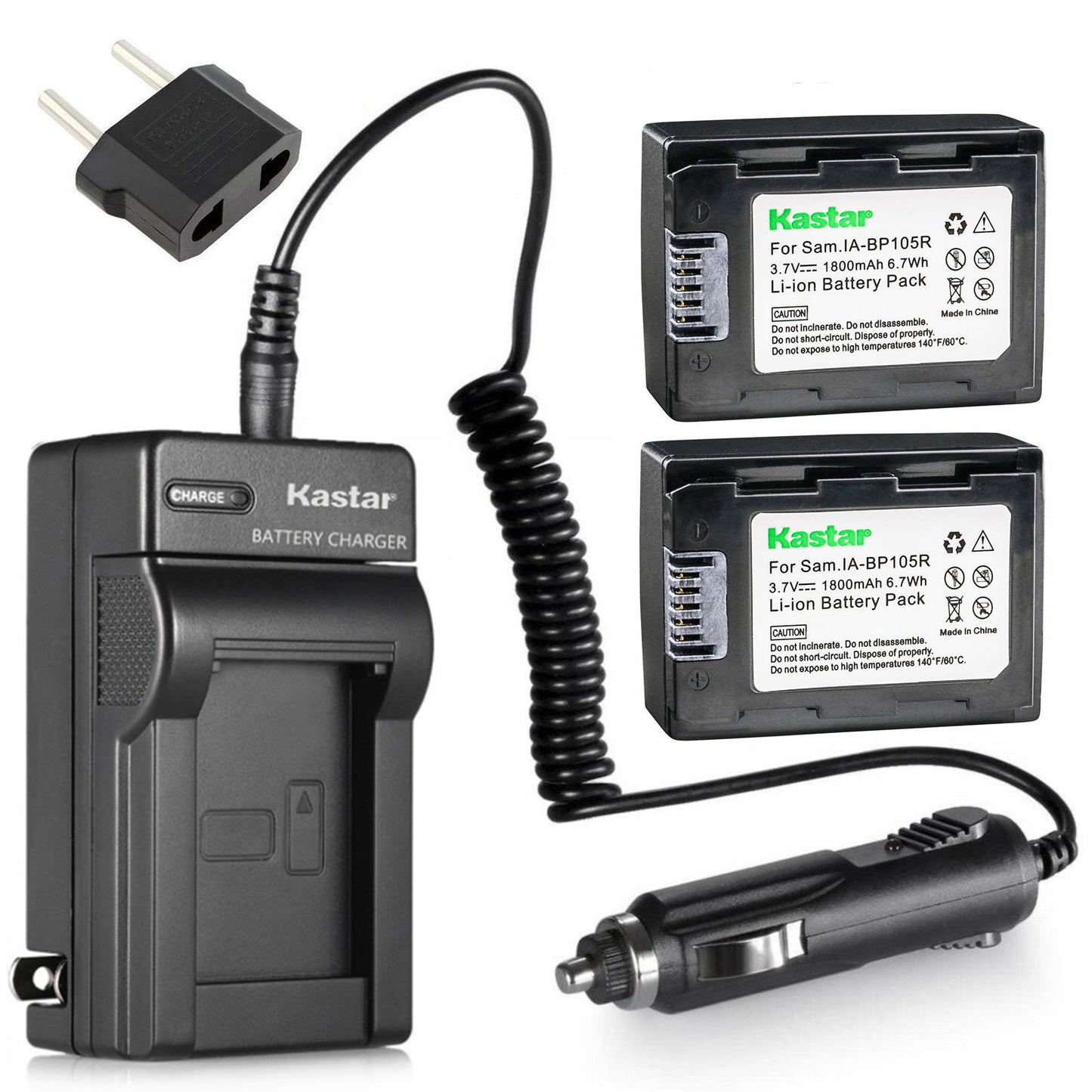 Kastar Battery 2X and Charger for Samsung IA-BP105R IA-BP210R, Samsung HMX-F90 HMX-F90BN HMX-F90WN HMX-F91 SMX-F400 SMX-F500 SMX-F501 SMX-F530