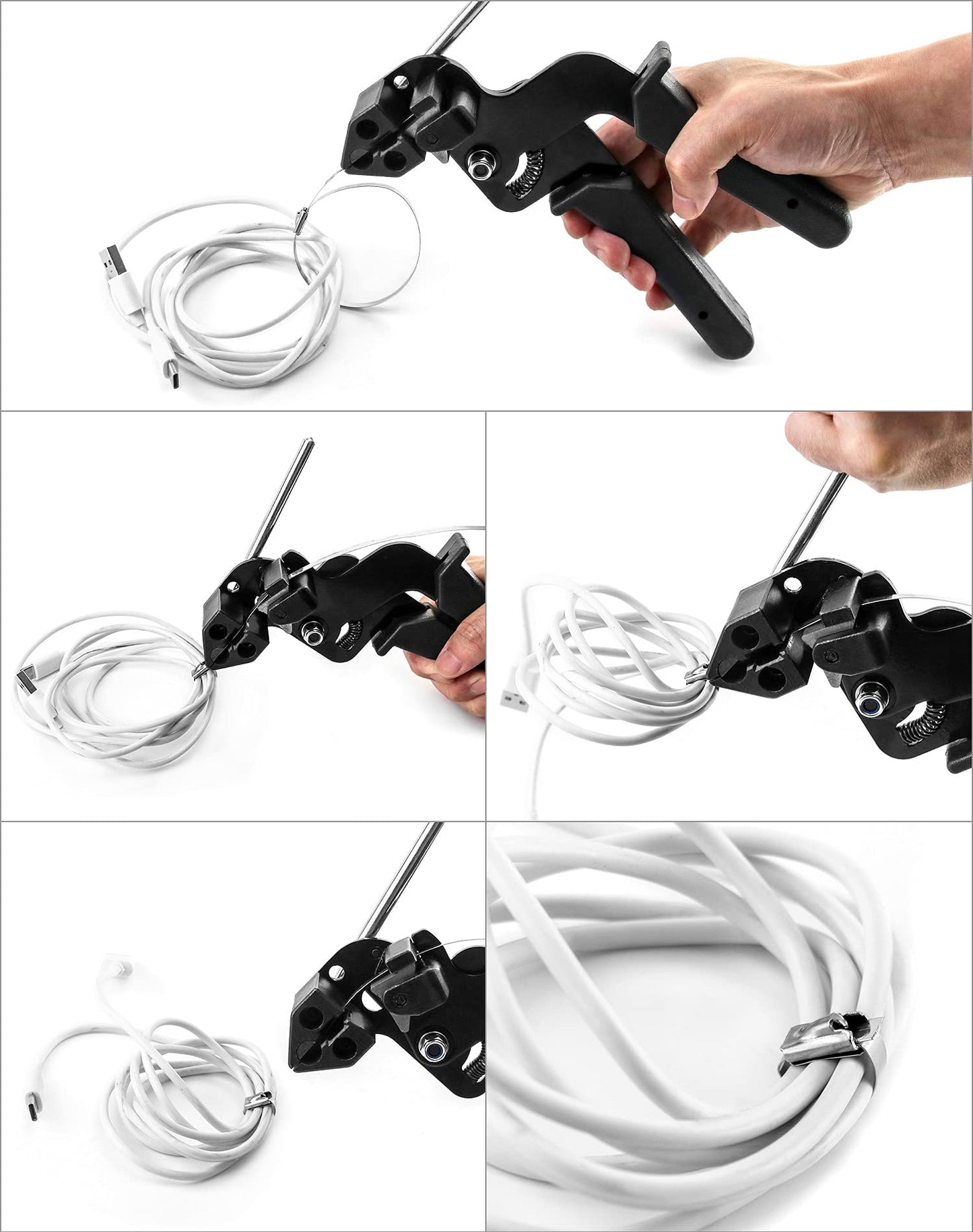 QWORK Cable Tie Gun, Stainless Steel Zip Tie Tightener Wrap Tool, Self-locking Metal Zip Ties Tool, Cable Tie Fasten and Cut for Nylon Plastic Steel