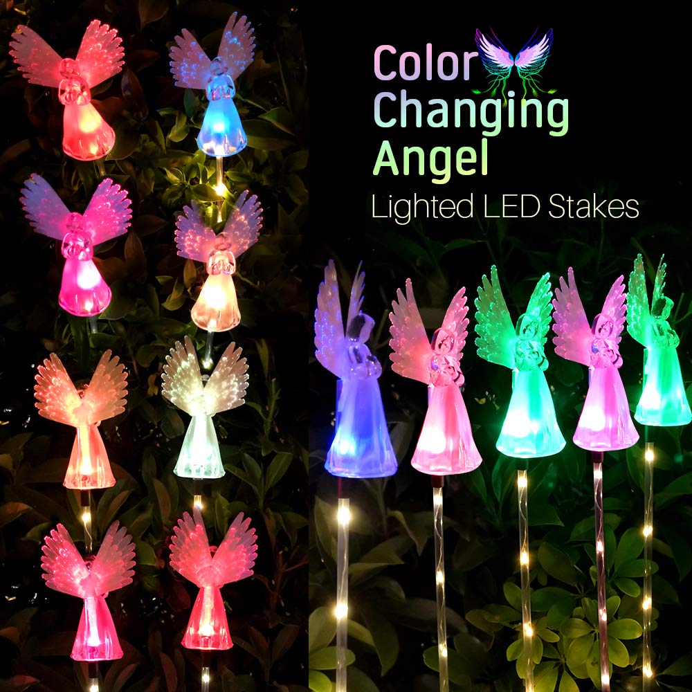 Qualife Solar Angel Lights Outdoor, Garden Gifts for Housewarming Mom Women,Solar Powered Decorative Lights for Garden Yard Patio, Cemetery Grave