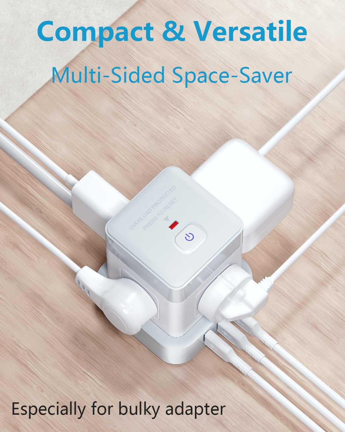 Baykul Power Strip with USB, 4 Outlet 3 USB Ports (3 USB-A) Power Strip Cube, 10 ft Extension Cord, Flat Plug Surge Protector, Kitchen, Home, Office