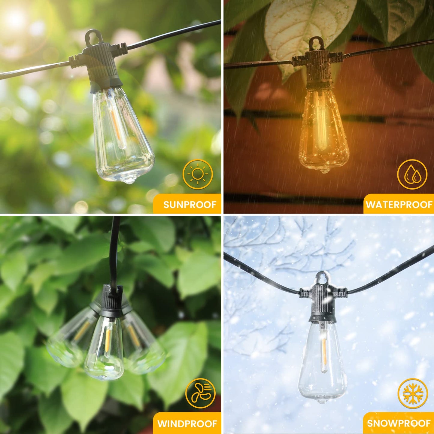 Zuske Outdoor Patio String Lights, 240FT LED with 120+4 ST38 Vintage Edison Bulbs, Waterproof Connectable Hanging Lights for Outside Backyard Bistro