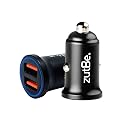 zutBe Dual USB-A 36W with one QC 3.0 Compact Metal Fast Car Charger for iPhone 14 13 12 SE 11 X 8 7 & iPad; Samsung Galaxy S20 S1 Note OnePlu, Pixe