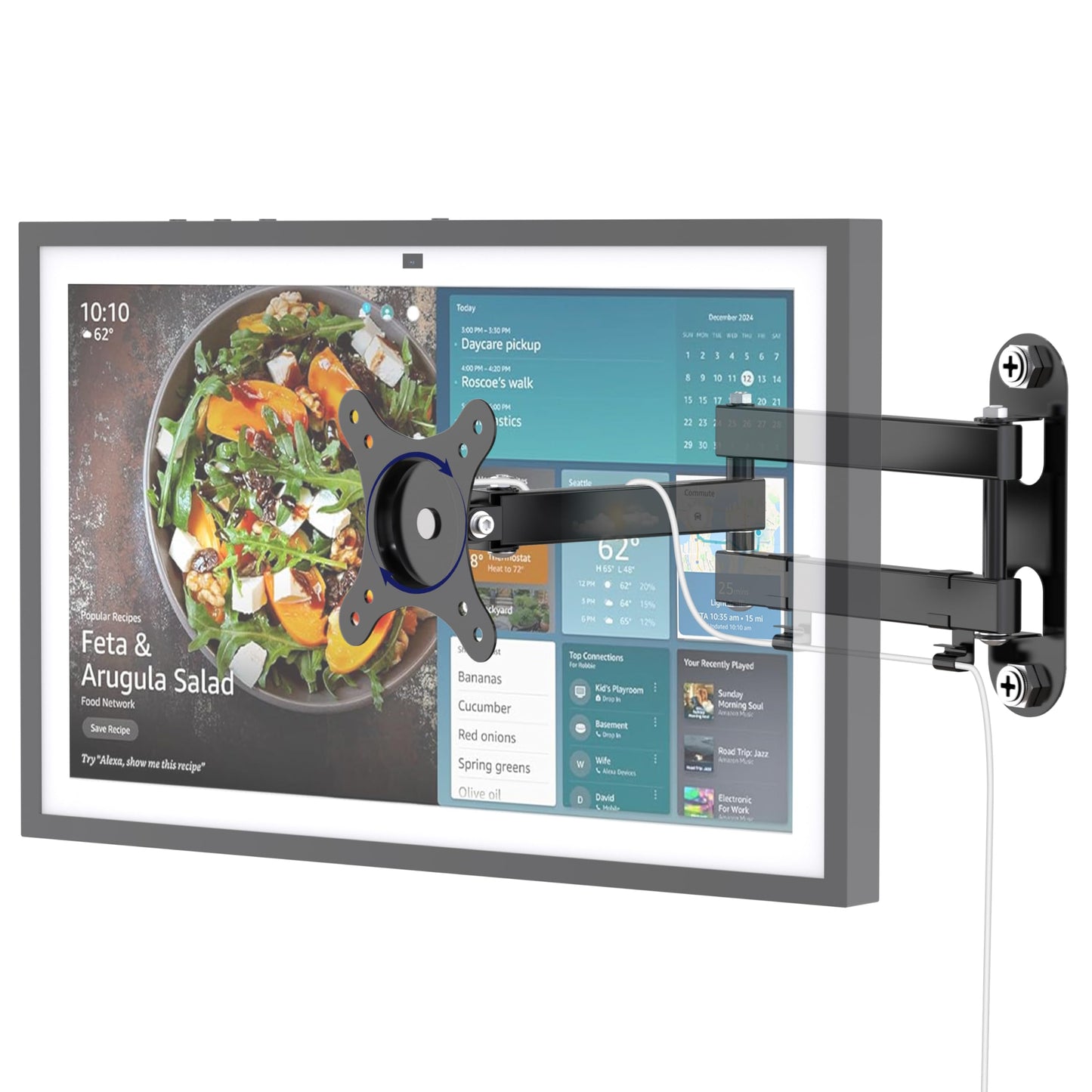 Mount for Echo Show 15 (1st, 2nd Gen) and Echo Show 21, Adjustable Echo Show 15 Wall Mount Bracket, Swivel Horizontal or Vertical, Extension Wall