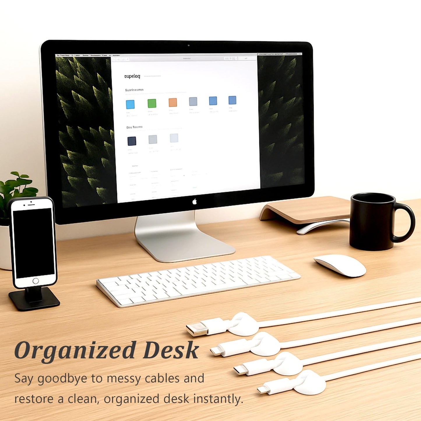 20-Pack Adhesive Cable Clips - Simple Wire Organizer Holders for Desk, Car, Home, and Office Cord Management