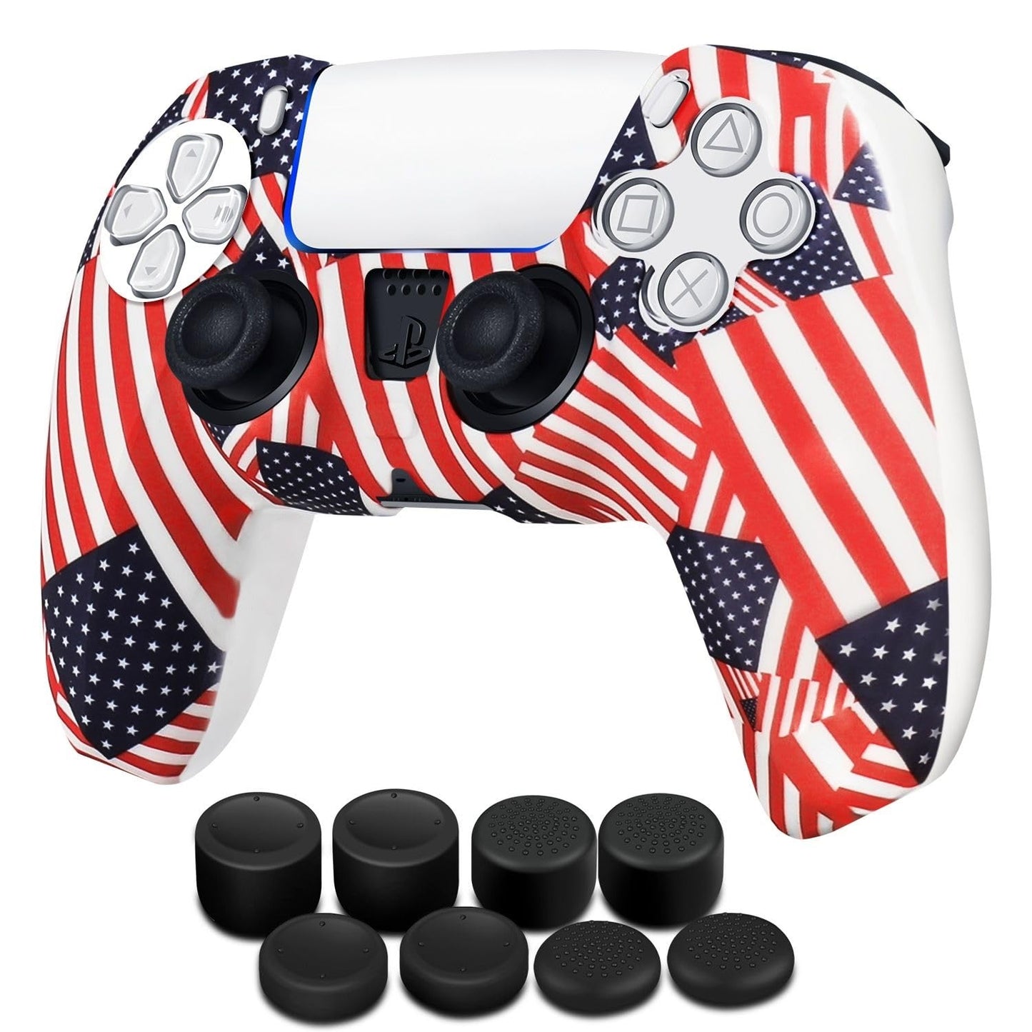 TNP Silicone Case Cover for PS5 Controller - Anti-Slip Silicone Skin Sleeve with 8 Thumb Grips for DualSense Controller - Ergonomic Textured Grip