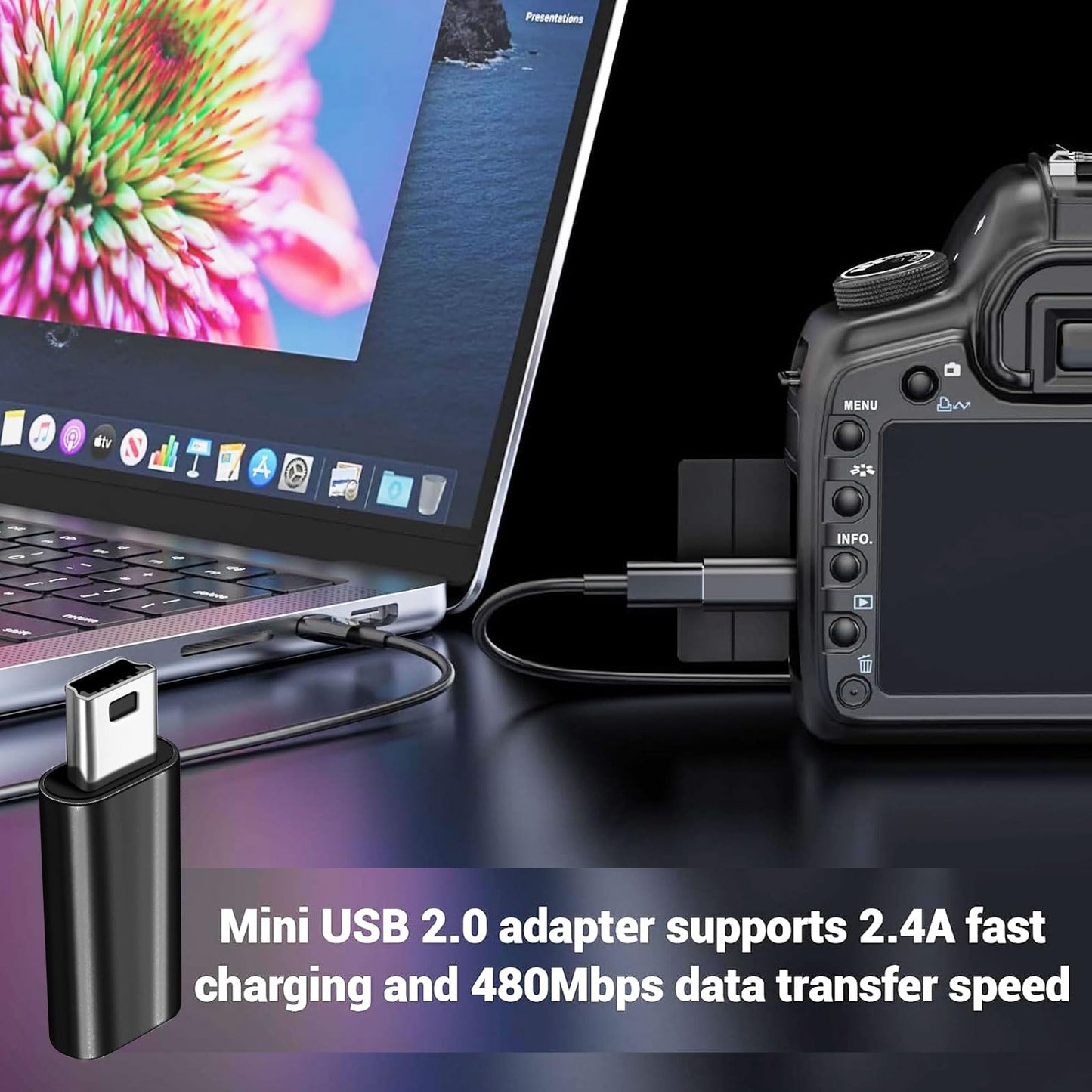 4Pack USBC to Mini USB Adapter, USB Mini to Usbc Adapter Supports Charge & Data Sync Compatible with Digital Camera,GPS Receiver,Dash Cam,MP3 Player…