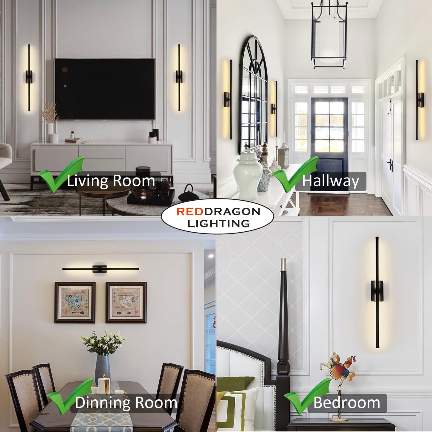 Easy Install Peel and Stick on Battery Operated Wall Sconces Set of 2 Rechargeable, Magnetic Linear Wall Sconce Wireless Long Picture Vanity Wall