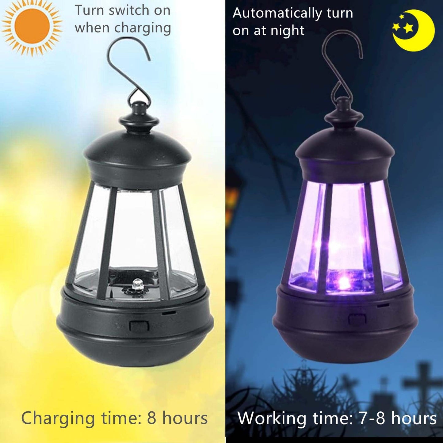 Small Hanging Solar-Lantern Lights Replacement - 2 Pack Waterproof Mini Solar Lanterns Outdoor Replacement Part for Garden Patio Decorative Lighting