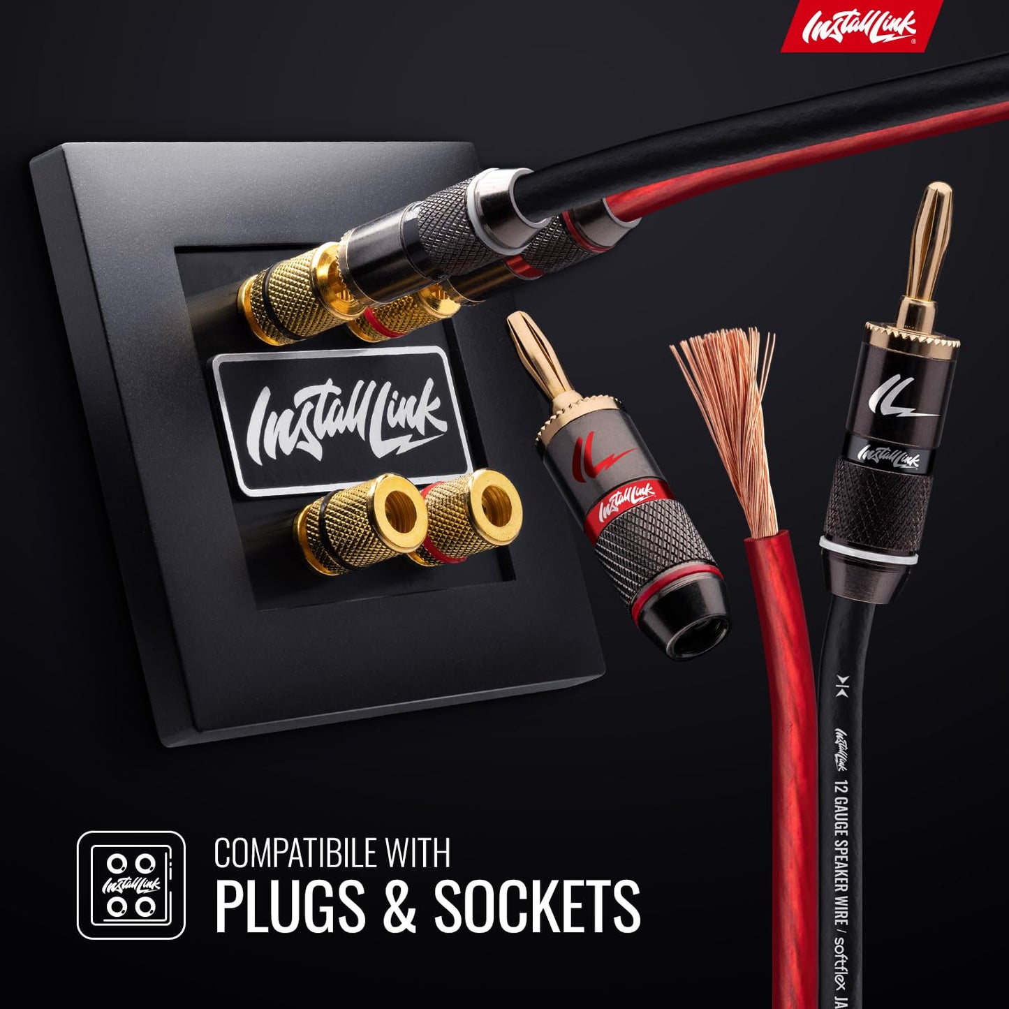 Install Link 12 AWG Gauge Speaker Wire Cable (100 Feet) Stereo, Car or Home Theater, CCA