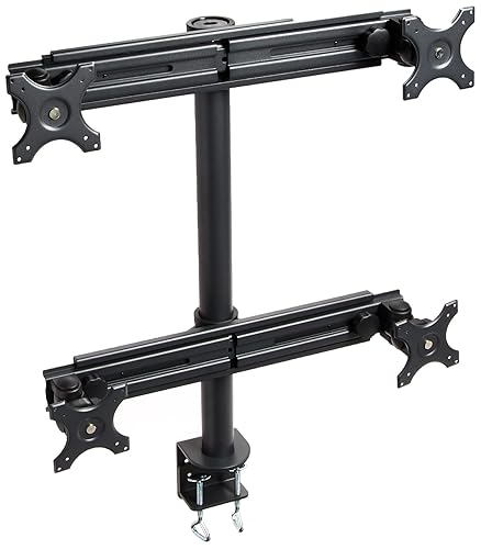 MonMount Quad Up to 27-Inch Screens Monitor Mount Stand Clamp Style, Black (LCD-2040B)
