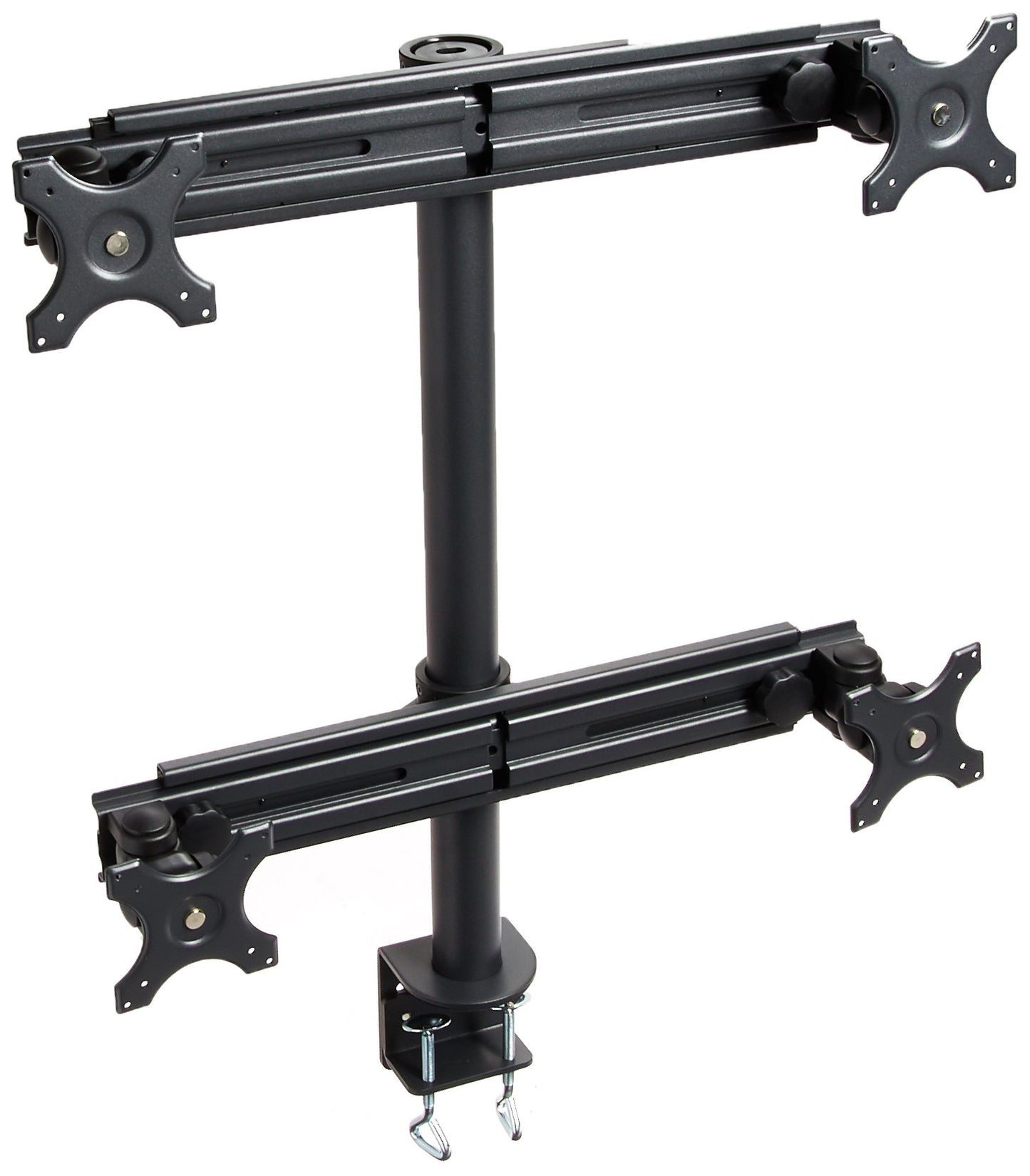 MonMount Quad Up to 27-Inch Screens Monitor Mount Stand Clamp Style, Black (LCD-2040B)