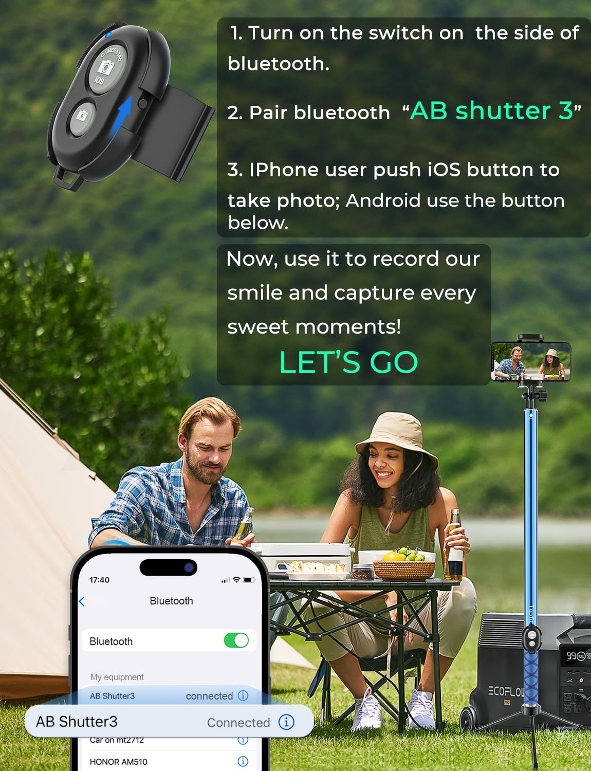 118'' 9.8ft Long Selfie Stick for iPhone, Android, Extended Super Long Pole, Selfie Stick Tripod with Remote, for Selfies/Video Recording, Includes