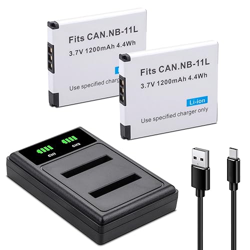 ANCBD 2-Pack NB-11L NB-11LH Battery with Dual Charger for Canon PowerShot Elph 360 Elph 350 Elph 340 Elph 190 Elph 180 Elph 160 Elph 150 Elph 140 Elph