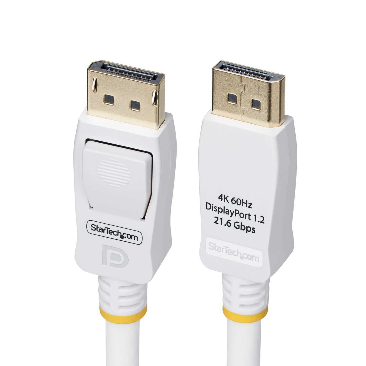 StarTech.com 6ft (1.8m) White VESA Certified DisplayPort 1.2 Cable, 4K 60Hz, 21.6Gbps, Latching DP Connectors, DP 1.2 Cable