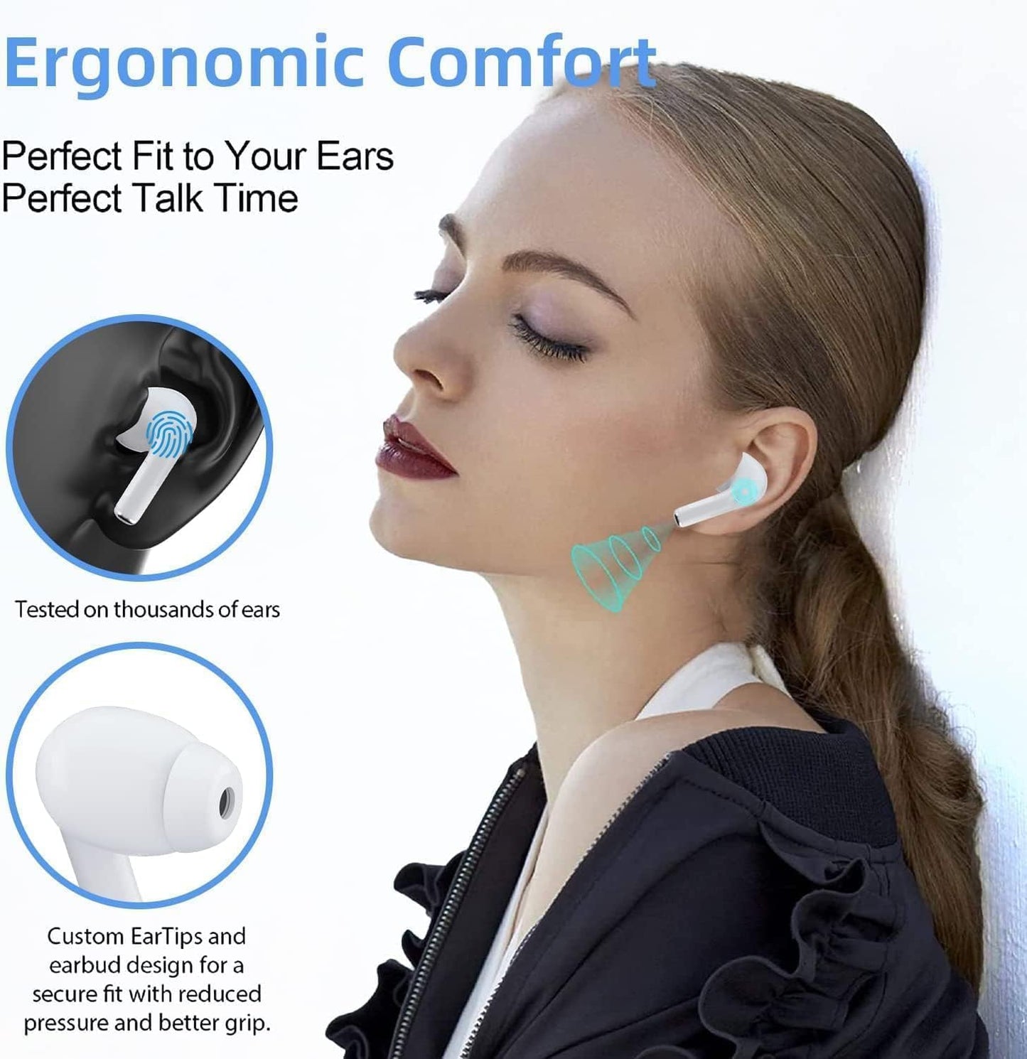 AOLBSPD Wireless Ear Buds Air Buds Pro (2nd Generation), Bluetooth Headphones with Charging Case Included, Over 42 Hours of Battery Life, Effortless