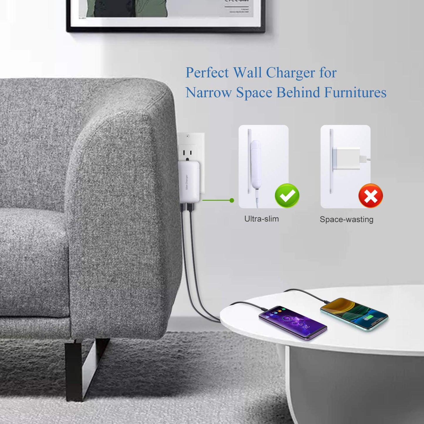 USB Charger Plug, Excgood Ultra Compact USB Wall Charger Foldable Wall Plug Compatible with Home Camera, iPhone 16 15 14 13 Pro Max/12/11/Xr/Xs/X