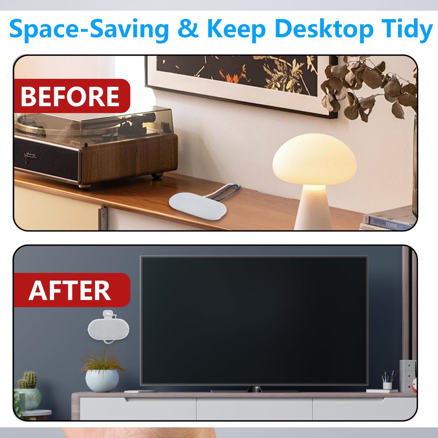 Universal TV Streamer Mount Holder for Google TV Streamer 4K - No Drill Installation | Space-Saving Design | with Silicone Voice Remote Protection