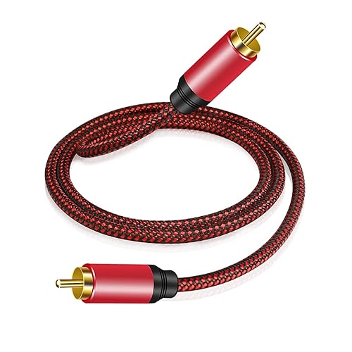Tiierzon Digital Coaxial Audio Cable 25ft,1RCA Male to 1RCA Male Subwoofer Cable Nylon Braided RCA Video Cable for Subwoofer, Home Theater, HDTV