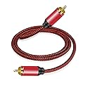 Tiierzon Digital Coaxial Audio Cable 25ft,1RCA Male to 1RCA Male Subwoofer Cable Nylon Braided RCA Video Cable for Subwoofer, Home Theater, HDTV