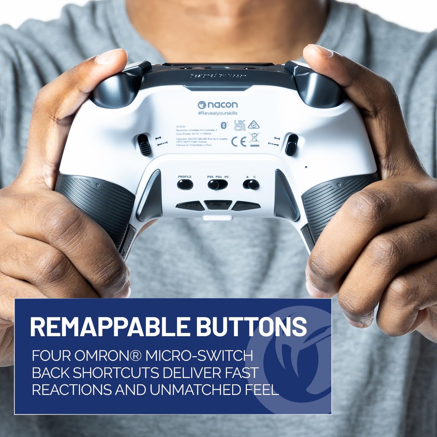 NACON Revolution 5 Pro Officially Licensed PlayStation Wireless Gaming Controller for PS5 / PS4 / PC - Hall Effect, Trigger Stops, Mappable Buttons