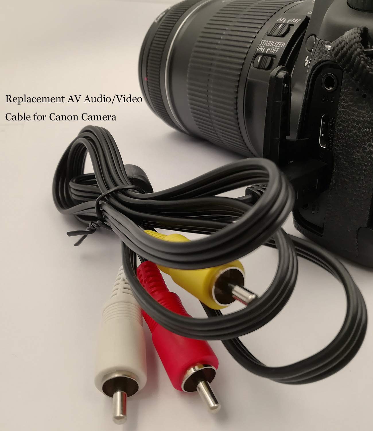 Mini USB to 3 RCA Cable AV Stereo Audio Video Cable Replacement for AVC-DC400ST EOS 7D, 60D, 60Da,70D,100D,550D, 600D, 650D, 700D & EOS Rebel SL1