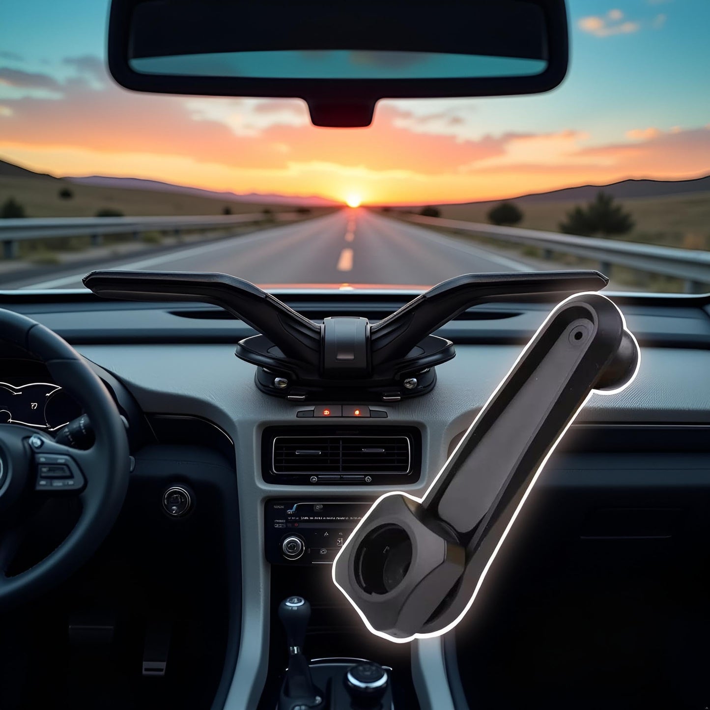 DPWOUM Black 17mm Ball Head Car Phone Holder Mount,Universal Smartphone Stand,Extension Bracket Support for Clip in The Car Vent,360° Rotating Phone