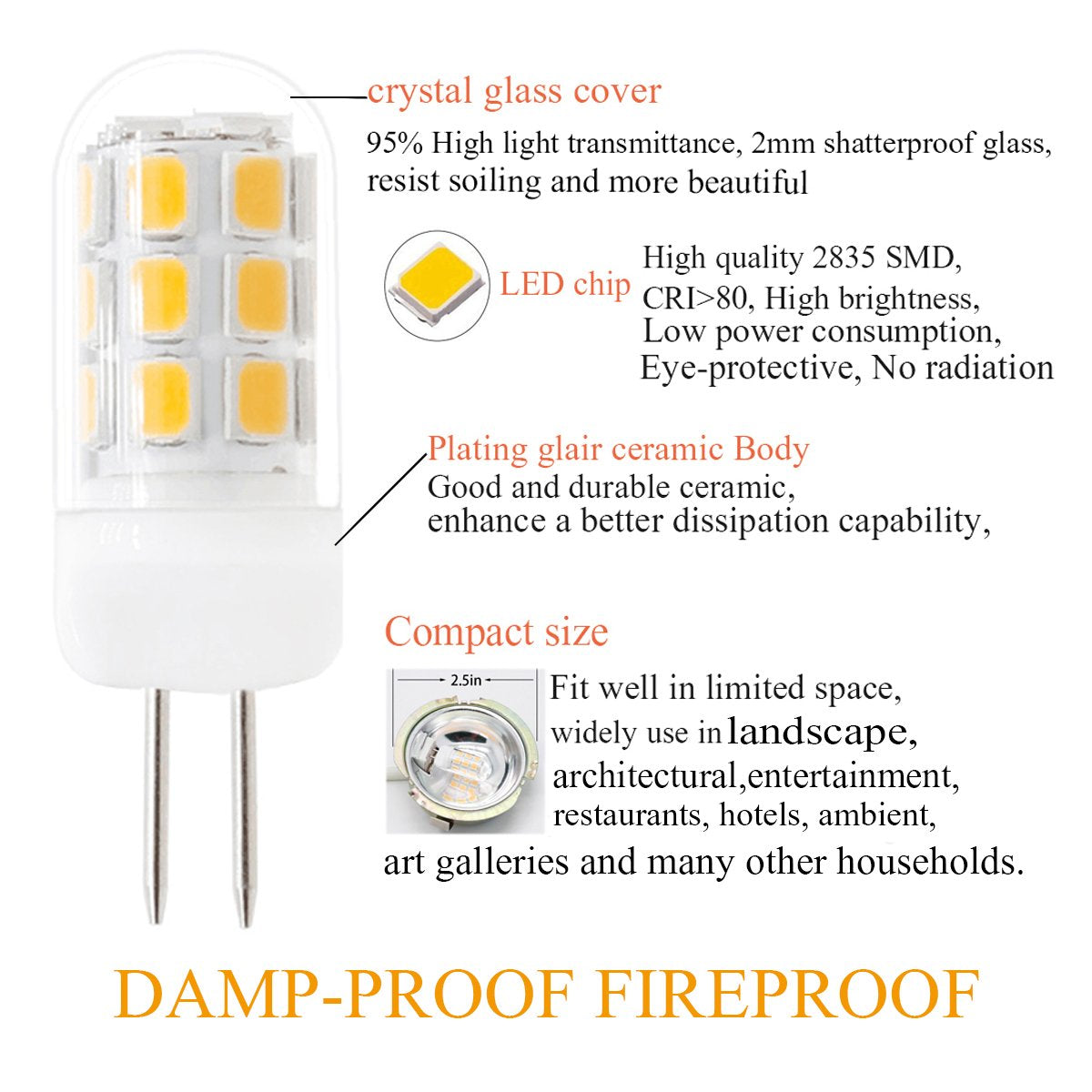 XRZT 120V G4 Led Bulb, 30W Halogen Bulb Equivalent, Warm White, 5-Pack
