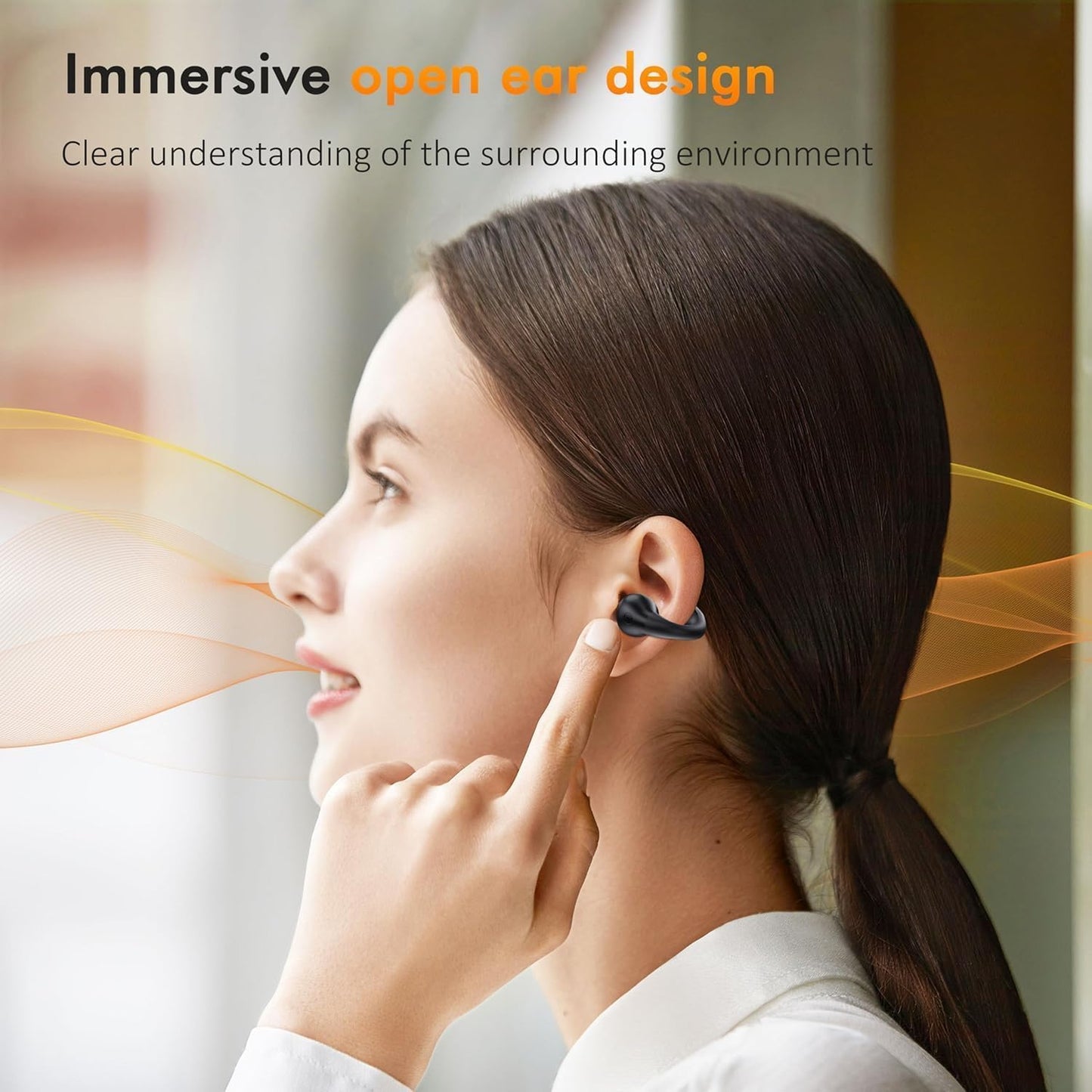 Paekole Clip On Headphones, Super Comfort Open Ear Bluetooth Earbuds for All Day Wear, Lightweight Bone Conduction Wireless Earbuds with Charging Case