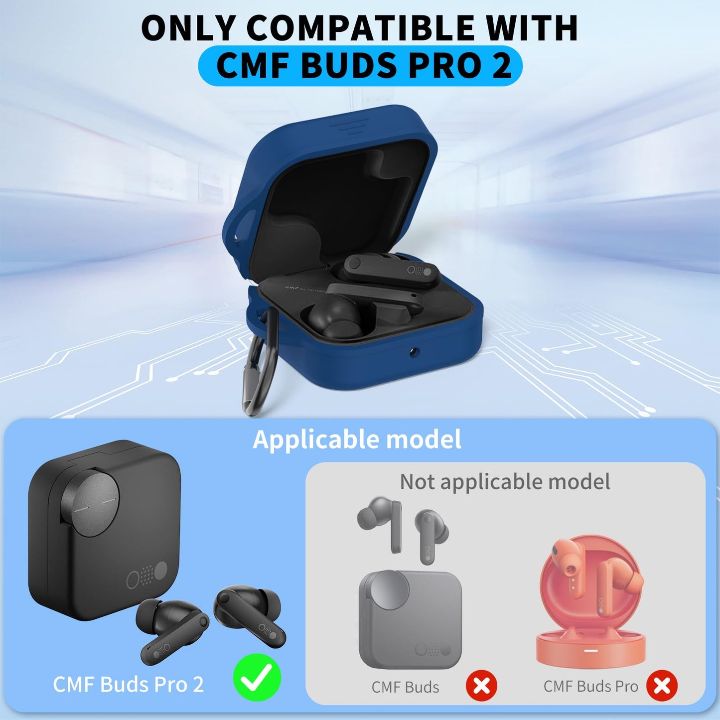 Silicone Cover Case for CMF Buds Pro 2,Protective Earbuds Sleeve Compatible with CMF by Nothing Buds Pro 2,Shockproof Scratch-Resistant Protective