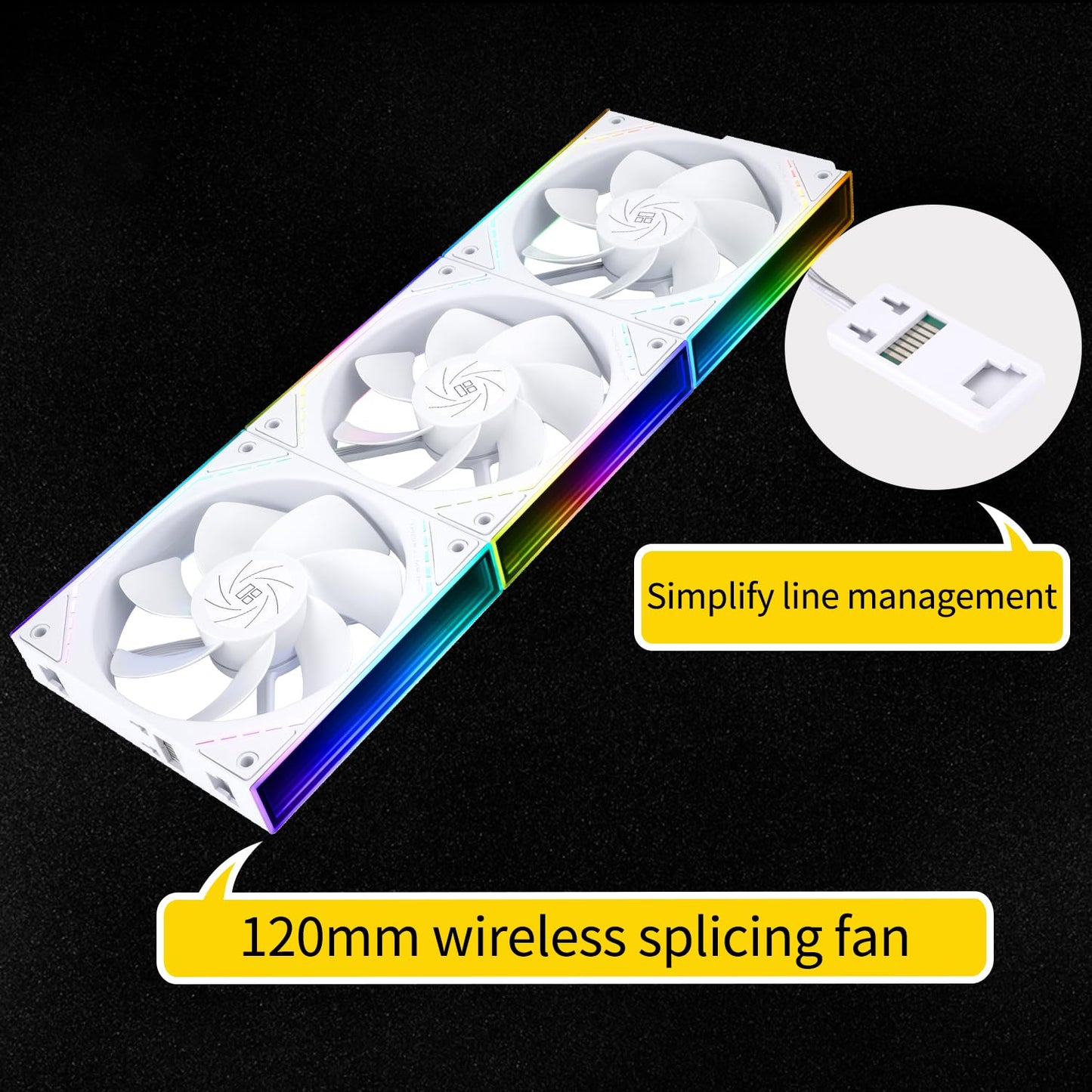 Thermalright TL-M12QRW X3 Case Fan-120mm Quiet,Wireless Splicing Building Block CPU Fan Reverse,Infinity Mirror ARGB Lighting Effects,New Power Chip
