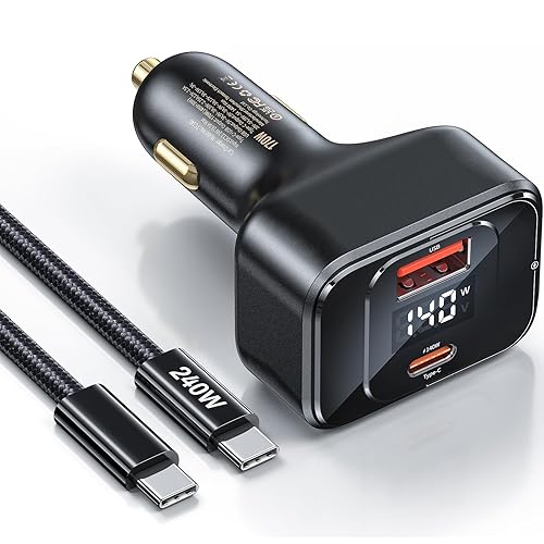Degeca USB C Car Charger Fast Charging 170W, PD3.1 Single Type-C Port Max Output Power 140W Car Charger with Real-Time Display for MacBook, Laptop