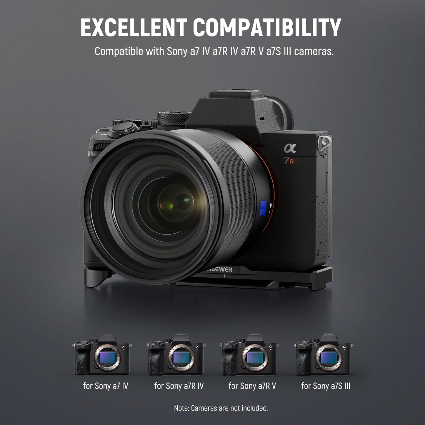 NEEWER A7 IV A7R IV A7R V A7S III Camera Baseplate, Bottom Mount Plate with Arca Type QR Base, 1/4" & 3/8" Threads, Cold Shoe, Compatible with Sony