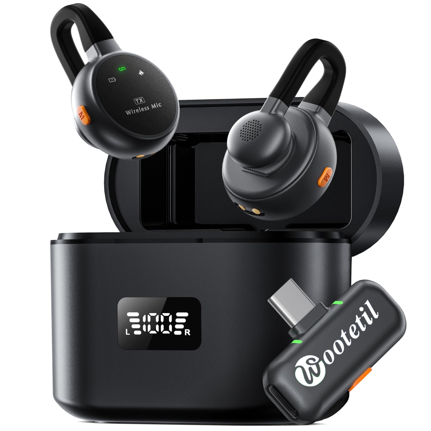 Wireless Lavalier Microphone for iPhone, iPad, Android - USB-C Plug Noise Cancelling Lapel Mini Mic with Charging Case, 30H Battery - Compact Clip-on