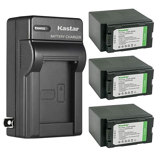 Kastar 3-Pack CGA-D54 Battery and AC Wall Charger Replacement for Panasonic AG-DVC80 AG-DVC80P, AG-DVC180 AG-DVC180A, AG-DVX100, AG-DVX100A