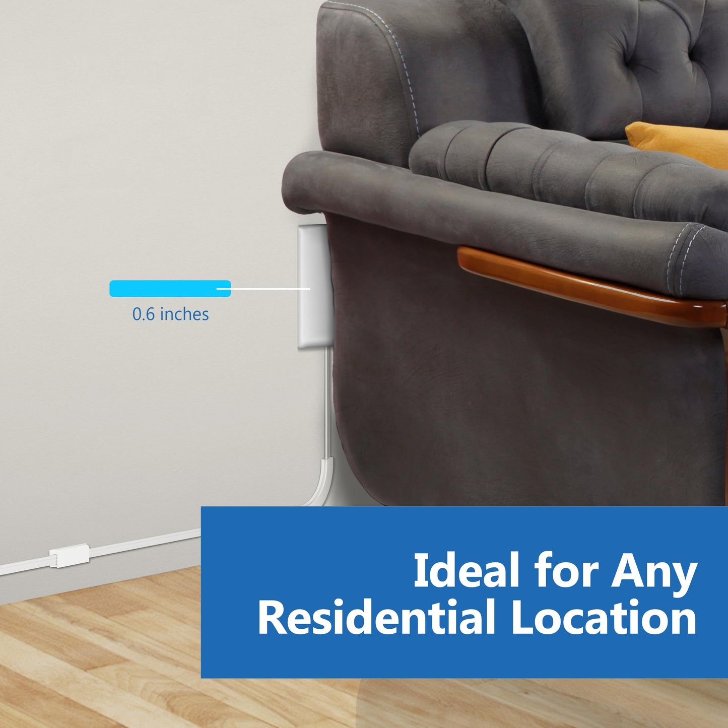 LIDER Flat-Face Outlet Extender with 3 Receptacles, Ultra-Thin Wall Plate Plug with Cord Extender and 3-Outlet Power Strip, 3ft Cord, LWE3-315-W