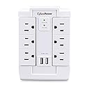 CyberPower CSP600WSURC2 Surge Protector, 1200J/125V, 6 Swivel Outlets, 2 USB Charging Ports, Wall Tap Design, White