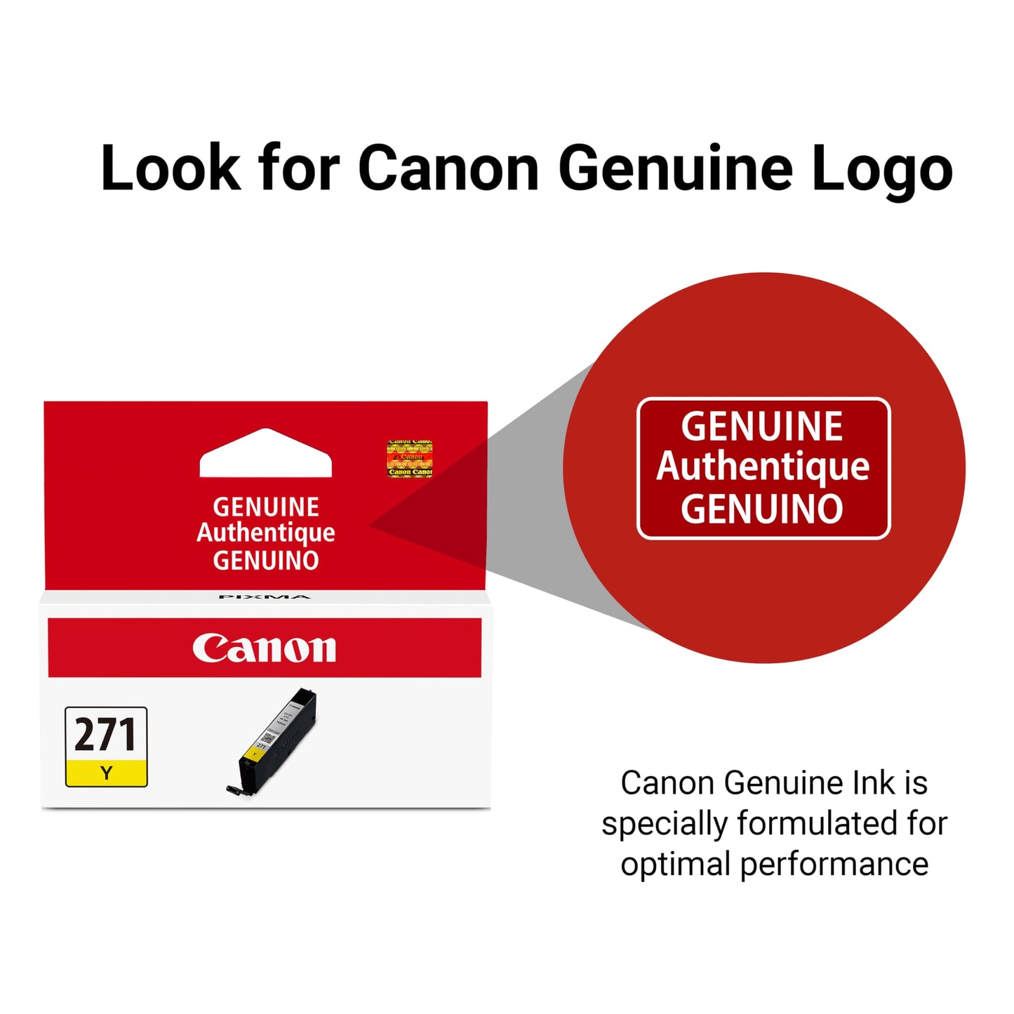 Canon CLI-271 Genuine Yellow Ink Tank, Compatible with MG6820, MG6821, MG6822, MG5720, MG5721, MG5722, MG7720, TS5020, TS6020, TS8020, and TS9020