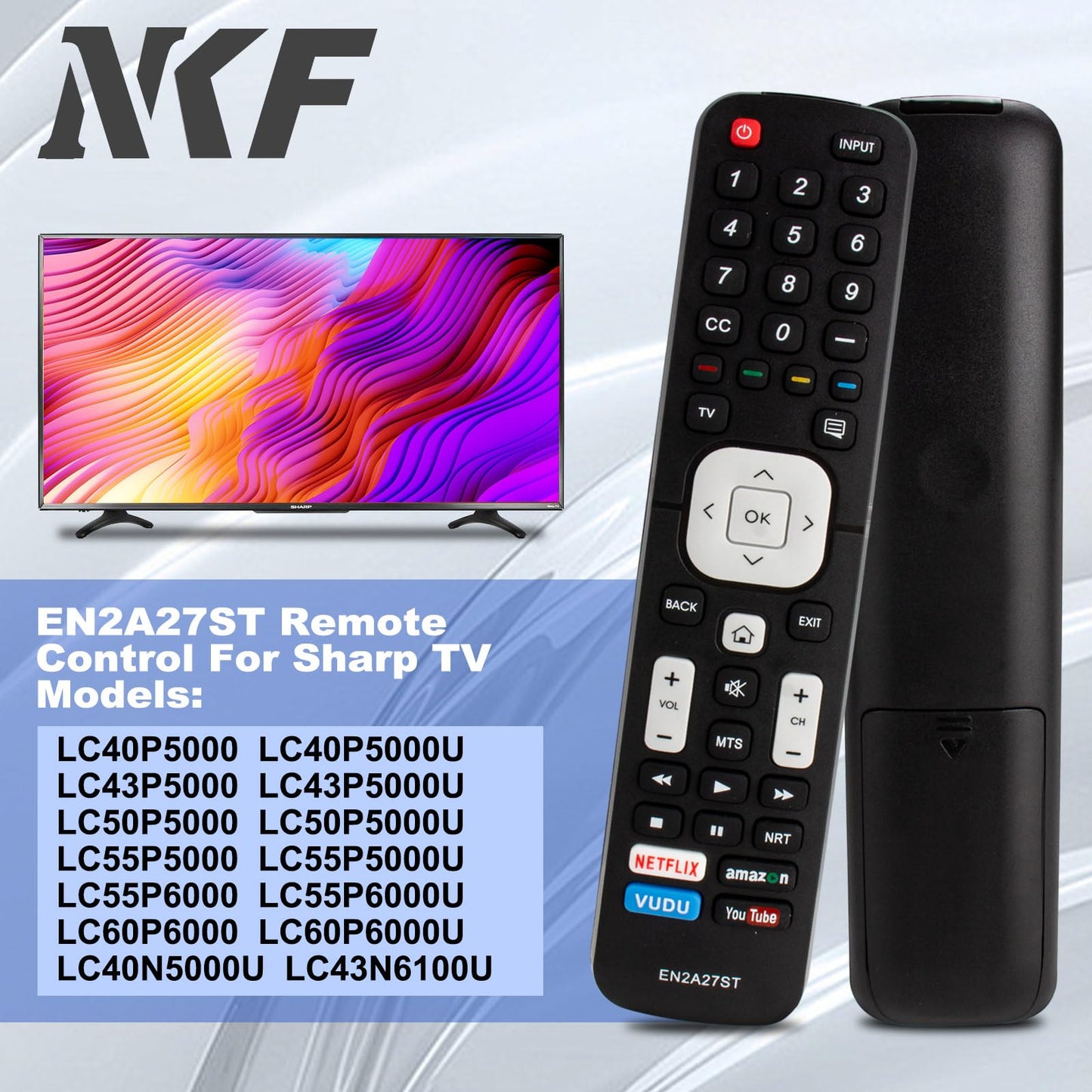 EN2A27ST Universal Remote Control for Sharp TV Remote Replacement LC55P5000U LC-55P5000U LC55Q620U LC-55Q620U LC60P6000U LC-60P6000U LC-32Q5000U
