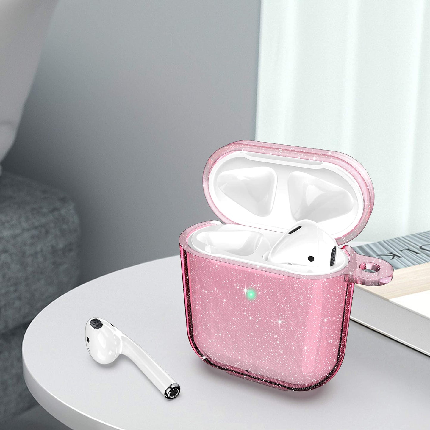 ULAK Compatible with AirPods Case Cover, Clear AirPods 2nd Generation Protective Cover Soft TPU Transparent Shockproof Case Accessories with Keychain