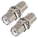 Kaunosta 2-Pack 1.77" Long Body UHF SO239 Female to Female Bulkhead Connector, Extended Thread Coax Adapter for Thick Panels (>15mm), Marine Boats