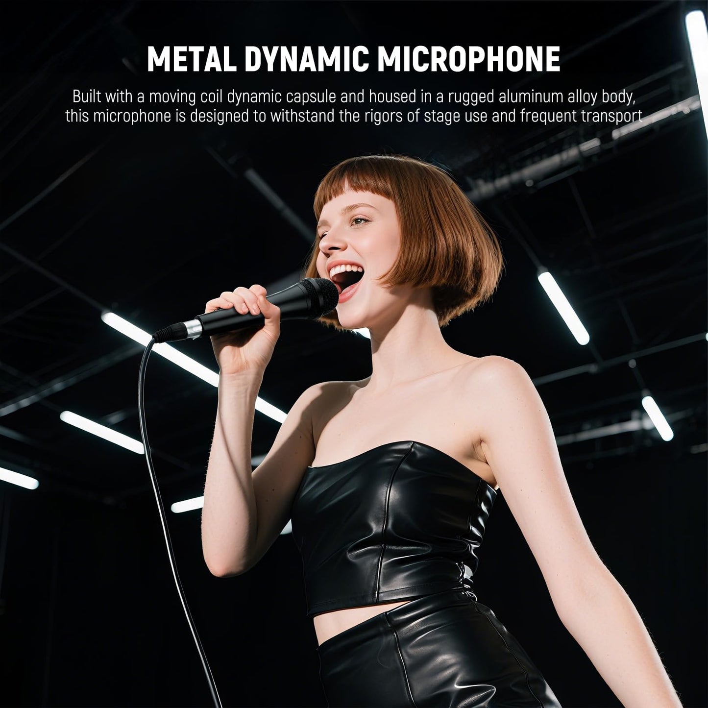 NEEWER NW-040 Cardioid Dynamic Microphone with XLR Cable, Rigid Metal Housing, Unidirectional Pickup Mic for Musical Instruments Voice Public Speech