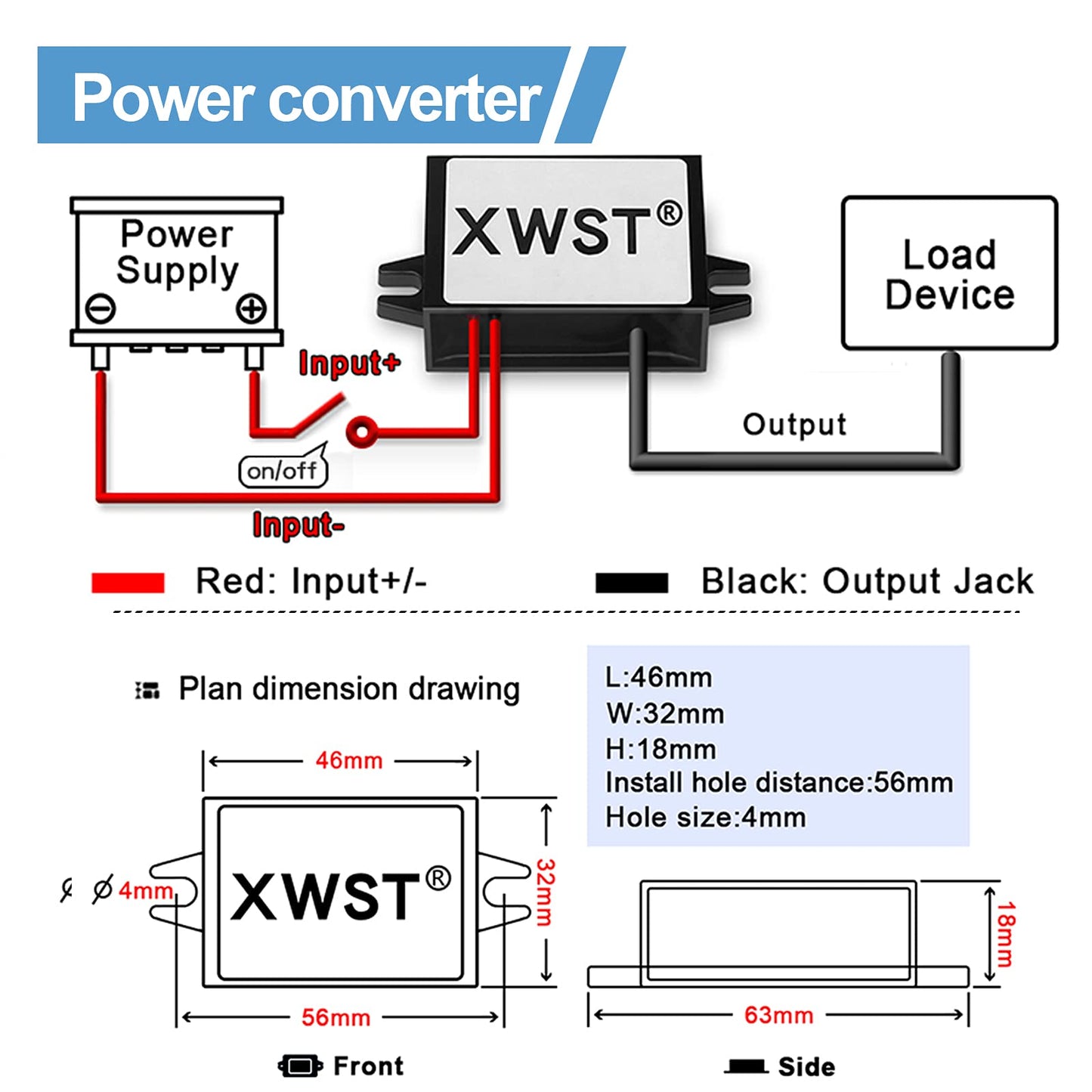 XWST DC DC 8-85V to 5V USB Converter 12V 24V 36V 48V 60V 72V to 5V 3A 15W with Micro and USB Output Power Adapter Converter Voltage Buck…