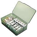 Atathro Cable Organizer Box Extra Wide, Travel Charger Cord Earphone Storage Case with Lid (Dark Green)