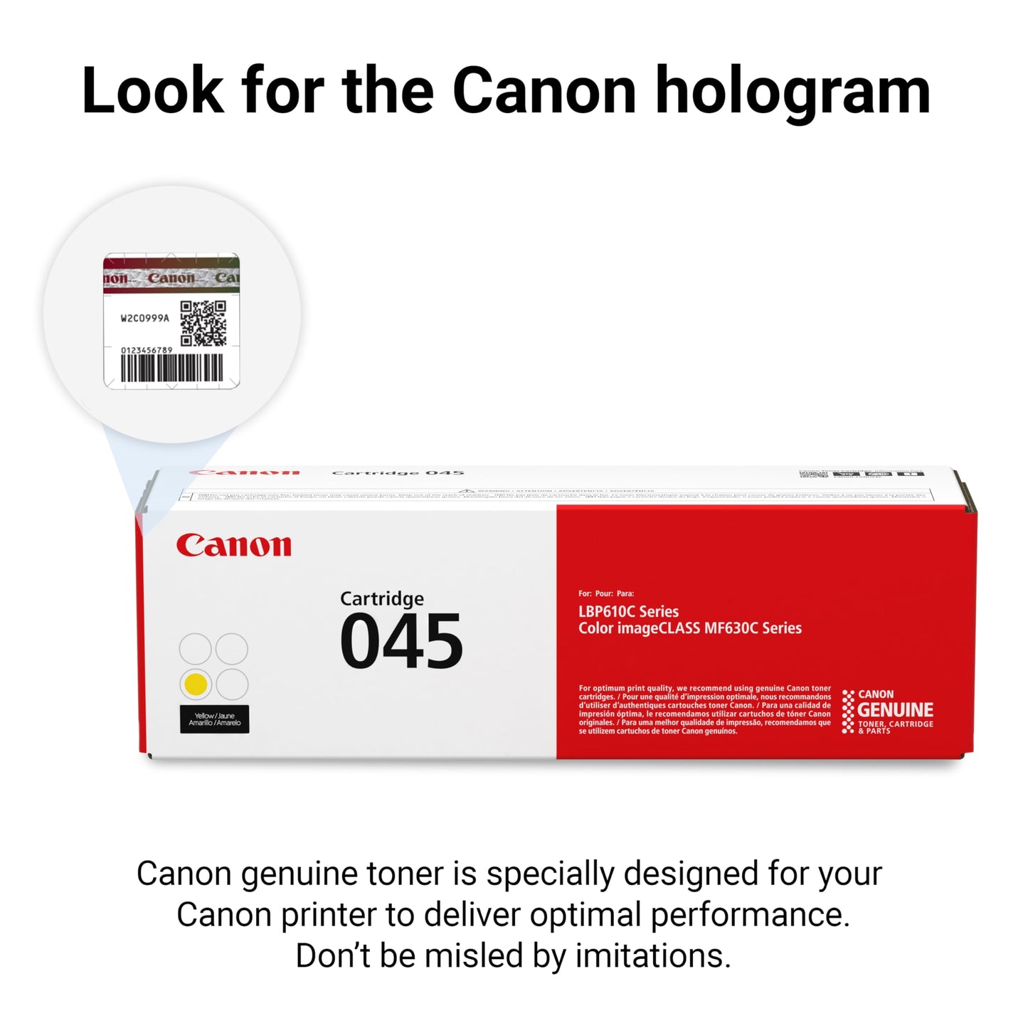 Canon Genuine 045 Yellow Toner Cartridge Compatible with LBP612Cdw, MF632Cdw, MF634Cdw