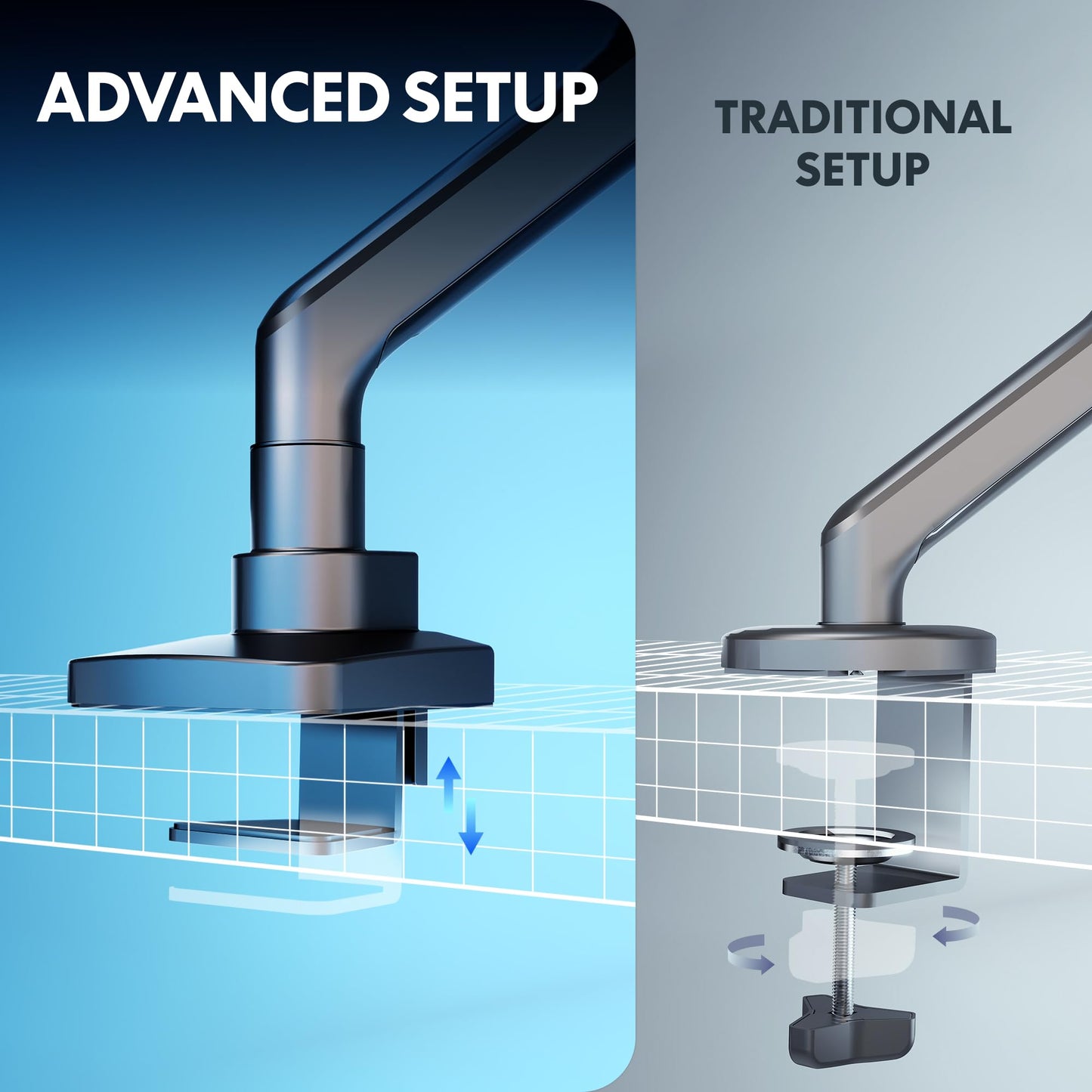 FlexiSpot Ultrawide Monitor Arm, Monitor Stand for 17 to 49 inch Screens Holds up to 44 Lbs, Adjustable Gas Spring Arm with C Clamp & Grommet Base